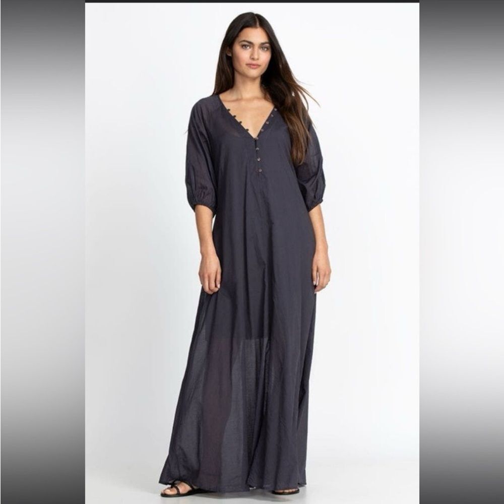 Johnny Was Calme Buttoned Raglan Dress In Graphite - Picture 1 of 3
